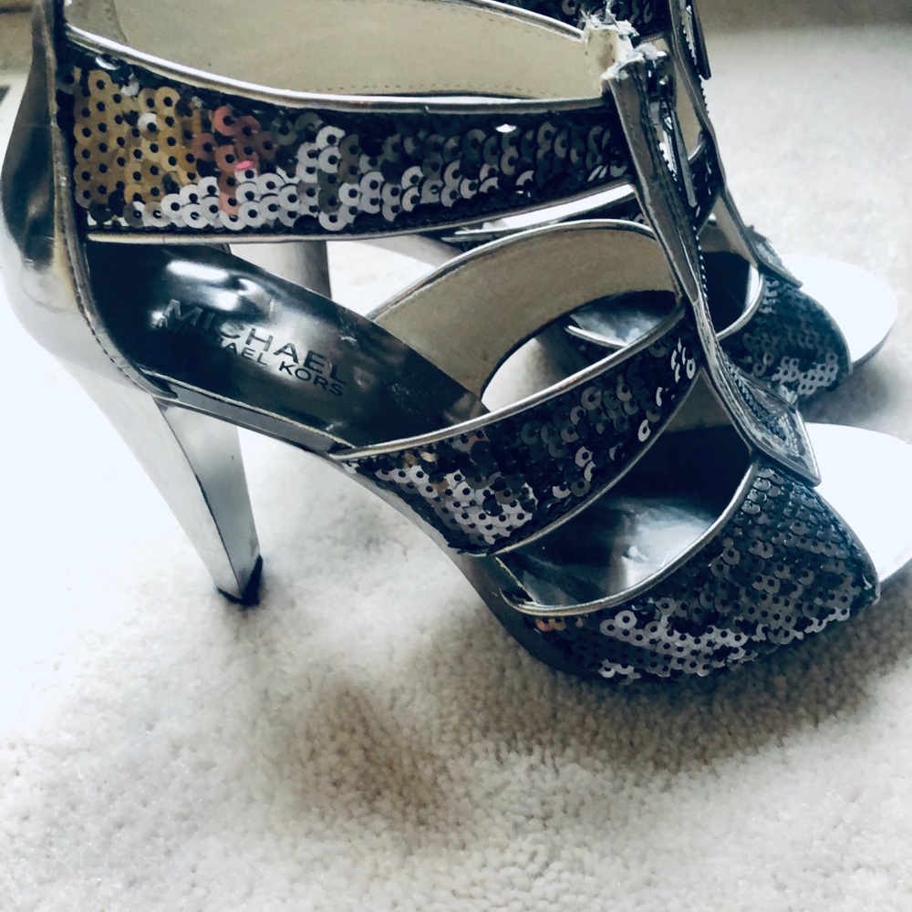 Michael Kors silver sequin heels